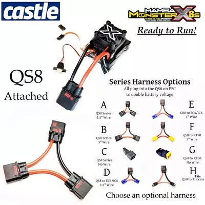 RCP-RTR Castle Creations Mamba Monster X 8s QS8 Attached - Choose Your Harness • $237.99