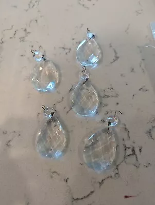 Vintage Teardrop Crystal Chandelier Replacement Piece Wired Faceted Clear Prism • $4