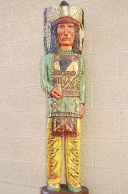 5' CIGAR STORE INDIAN Green Shirt Chief 5 Ft Wooden Sculpture By Frank Gallagher • $1699