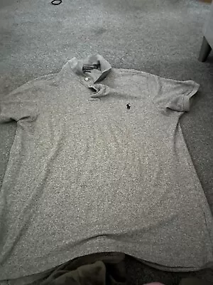 Mens Ralph Lauren Polo Shirt Custom Fit Grey Shorrt Sleeve Mens Size Extra Large • £17.75
