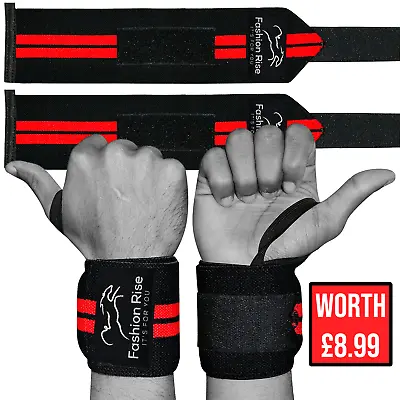 Wrist Wraps Weight Lifting Gym Straps Support Strength Elasticated Hand Bandage  • £4.39