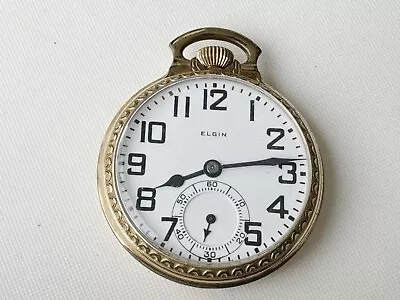 Vintage Elgin 16s 21j 10k Rgp Pocket Watch 49mm Case Running • $436.50