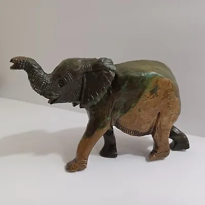 African Verdite Carved Stone Elephant • $76