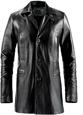 Men's Real Black Genuine Sheepskin Leather New Style Three Coat • $114.99