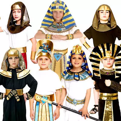 Egyptian Boys Fancy Dress Historic Ancient Egypt Pharaoh Childrens Kids Costume • £8.99