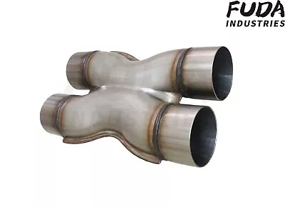 Universal Crossover X Pipe Dual 3.0  In/Out Stainless Steel Muffler Exhaust Tip • $30.85