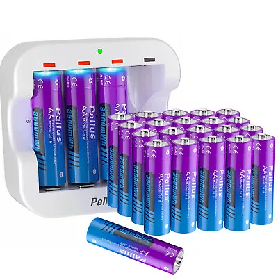 Pallus 1.5V Rechargeable Lithium Batteries AA 3500mWh Li-ion AA AAA Charger LOT • $35.43