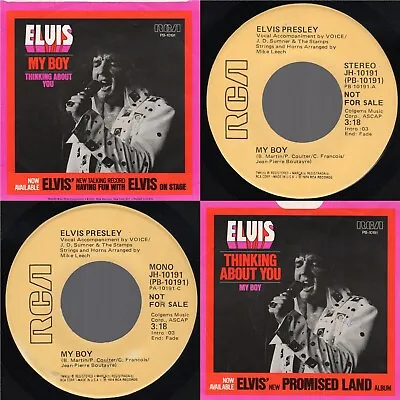 EX/NM PROMO Elvis Presley  My Boy/Thinking About You  RCA Victor JH-10191 1975 • $78
