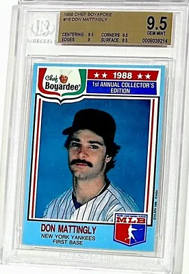 1988 Don Mattingly 1/1 *rare* (chef Boyardee) Bgs 9.5 Gem Mint (highest Graded) • $650