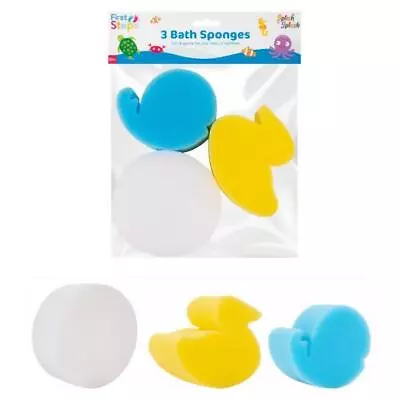 Pack Of 3 Soft & Gentle Baby Bath Sponges With Playful Designs • £4.25