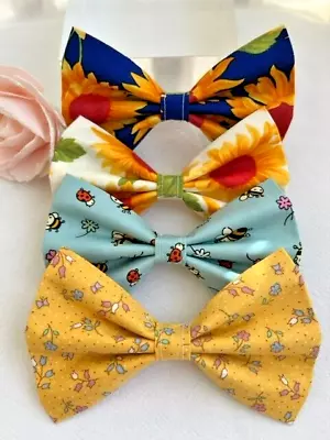 £3.95 • Buy Bees & Floral Dog & Cat Collar Accessories: Bow Tie Multi Sizes Handmade In UK