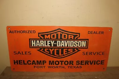 Vintage Harley Davidson Motorcycle Dealer Helcamp Motor Service 23  Metal Sign • $285