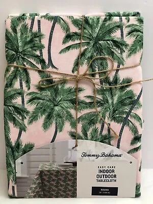 $32 • Buy Tommy Bahama 70 Round PINK PALM Indoor Outdoor Fabric Tablecloth Water Resistant