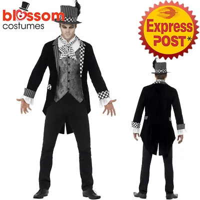 CA289 Deluxe Men Dark Mad Hatter Alice In Wonderland Halloween Book Week Costume • £37.84