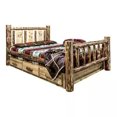 Montana Woodworks Glacier Country Solid Wood King Storage Bed In Brown • $2716.99