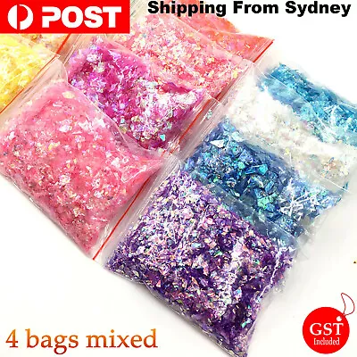 $5.99 • Buy 4 Bags Nail Art Glitter Holographic Flakes Glitter DIY Nail Art 3D Sequins Decor