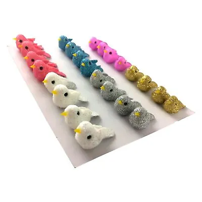 24x Assorted Glittered Mini Birds - Artificial Miniature Doves Bling Xmas Craft • £6.99