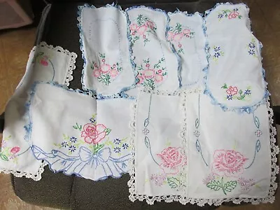   Arm Chair - Centerpiece Embroidered Linens - Assortment   - Vintage - 8 Pieces • $12.89