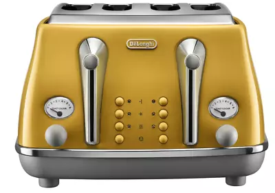 Delonghi CTOC4003Y Icona Capitals 4 Slice Toaster With Bagel Setting - NY Yellow • $179