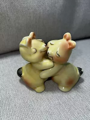 Vintage 1950's Van Tellingen Bunny Hugging Salt Pepper Shakers Set Retro Kitsch • $12.59