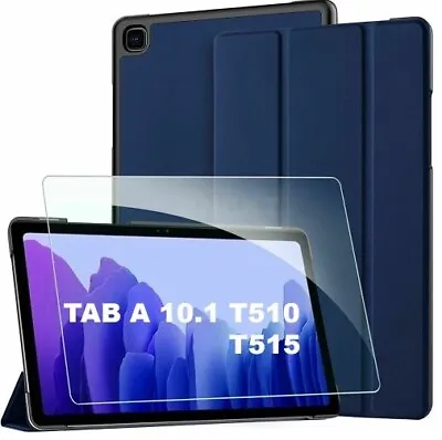  For Samsung Galaxy Tab A 10.1  SMT510 T515 Smart Cover Case With Tempered Glass • £7.99