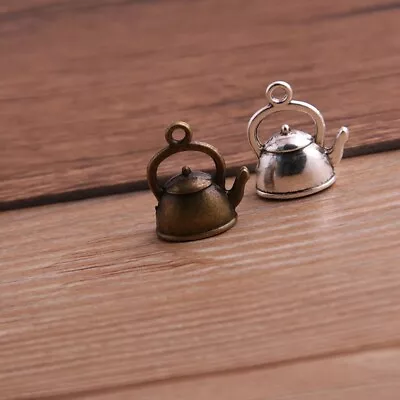 10PCS 10*17*19mm 3D Kettle Charms Teapot Pendant Two Color DIY Retro Jewelry • £4.31