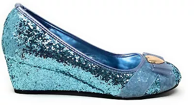 Ellie Shoes Women's 018-Princess Wedge Pump Shoes Blue Glitter Size 8 M US • $39.99