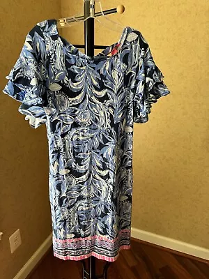 Lilly Pulitzer Women's Short Sleeve Shift Dress Printed - Size L Pre-Owned • $44.99
