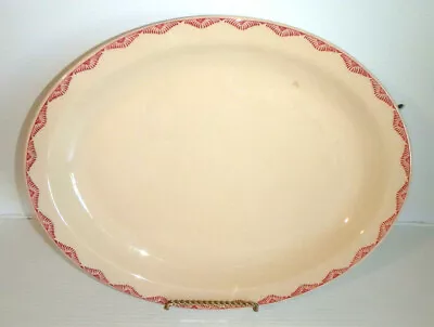 1960s ALBERT PICK Chicago Vitrified China 13  PLATTER Restaurant Ware Tan & Red • $28.75