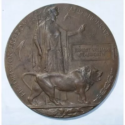 £185 • Buy WW1 Death Penny Plaque Medal   ERNEST WILLIAM STALWORTH