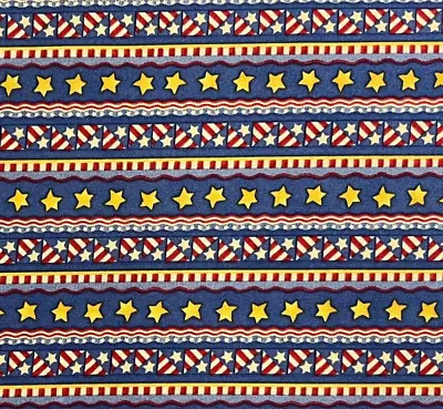 By 1/2 Yard Patriotic Debbie Mumm OOP Red White Blue Stars Stripes Cotton Fabric • $3.50