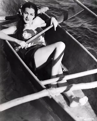 Maria Montez In Hawaiian Style Outfit Lies In Canoe 8x10 Inch Photo • $10.99