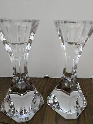 Pair Of 2 Vintage Villeroy-Boch Cut Crystal Candlesticks Candle Holders 5.25  • $22.99