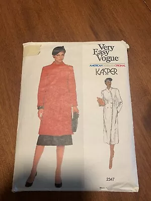 Very Easy Vogue Kasper Vintage Coat Pattern 2347 Size 12 • $9.99
