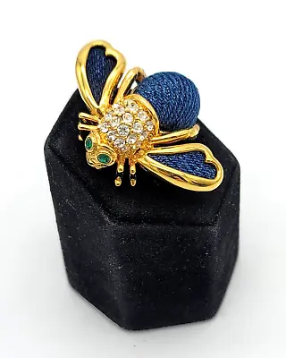 RARE Vintage Signed Joan Rivers Blue Denim Bumble Bee Pin/Brooch **RETIRED** • $65