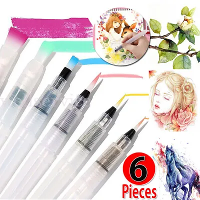 £4.04 • Buy 6x Artist Ink Water Brush Pen Set For Watercolor Calligraphy Painting Drawing UK