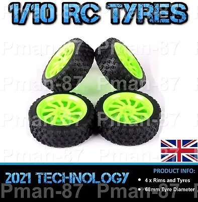 PREMIUM 1/10 Off Road Rally Racing Nitro Car RC Wheel And Tire Tyre X 4 68mm • £17.99