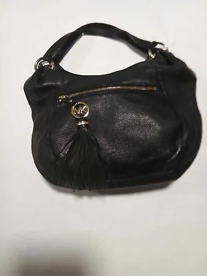 Nwt Michael Kors Large Shoulder Tote Charm Tassel Genuine Black Leather Mk Purse • $140