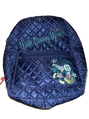 Walt Disney World BACKPACK Mickey & Minnie Mouse Embroidered Nylon Quilted • $20