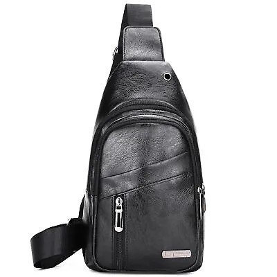 Sling Backpack Men's Genuine Leather Crocodile Crossbody Chest Bag Sport Daypack • $10.64