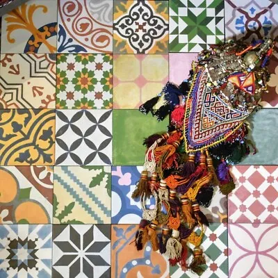 £3 • Buy TILE SAMPLES: Fayrouz Patchwork Moroccan Porcelain Wall & Floor Tiles