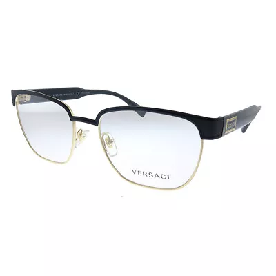 New Versace VE 1264 1436_5 Matte Black Gold Metal Oval Eyeglasses 54mm • $102.78