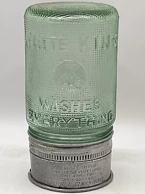 Original Vintage White King Green Glass Soap Dispenser Washes Everything Antique • $79
