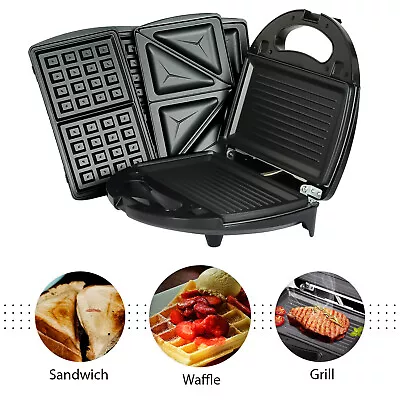 £24.85 • Buy 750w Kitchen 3 In 1 Sandwich Toaster Waffle Maker Iron Toast Grill Panini Press