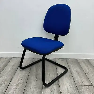 Conference Chair Blue Fabric Black Metal Cantilever Frame • £54