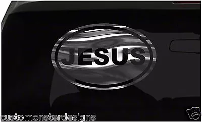 JESUS Sticker Christian Religious Euro Oval All Chrome And Regular Vinyl Colors • $3.95