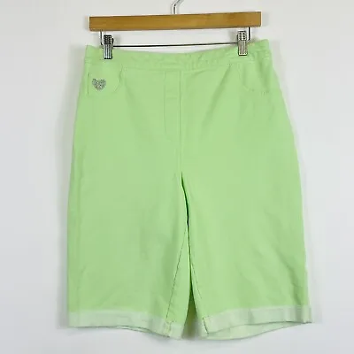 Dream Jeannes By Quacker Factory Lime Green Pull On Bermuda Shorts Womens Medium • $16.99