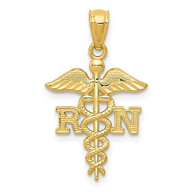 14k Diamond-cut Polished RN Nurse Pendant K6119 • $111.93