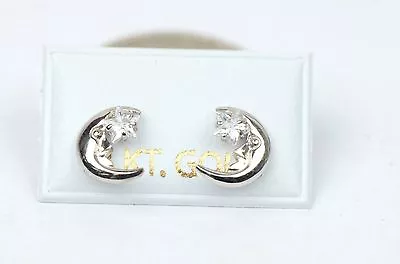 14k Yellow Gold Moon And Star Stud Earrings • $109.75