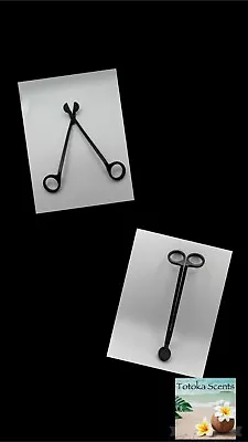 Stainless Steel Candle Wick Trimmer Oil Lamp Trim Scissor. Black Matte Finish • £4.50